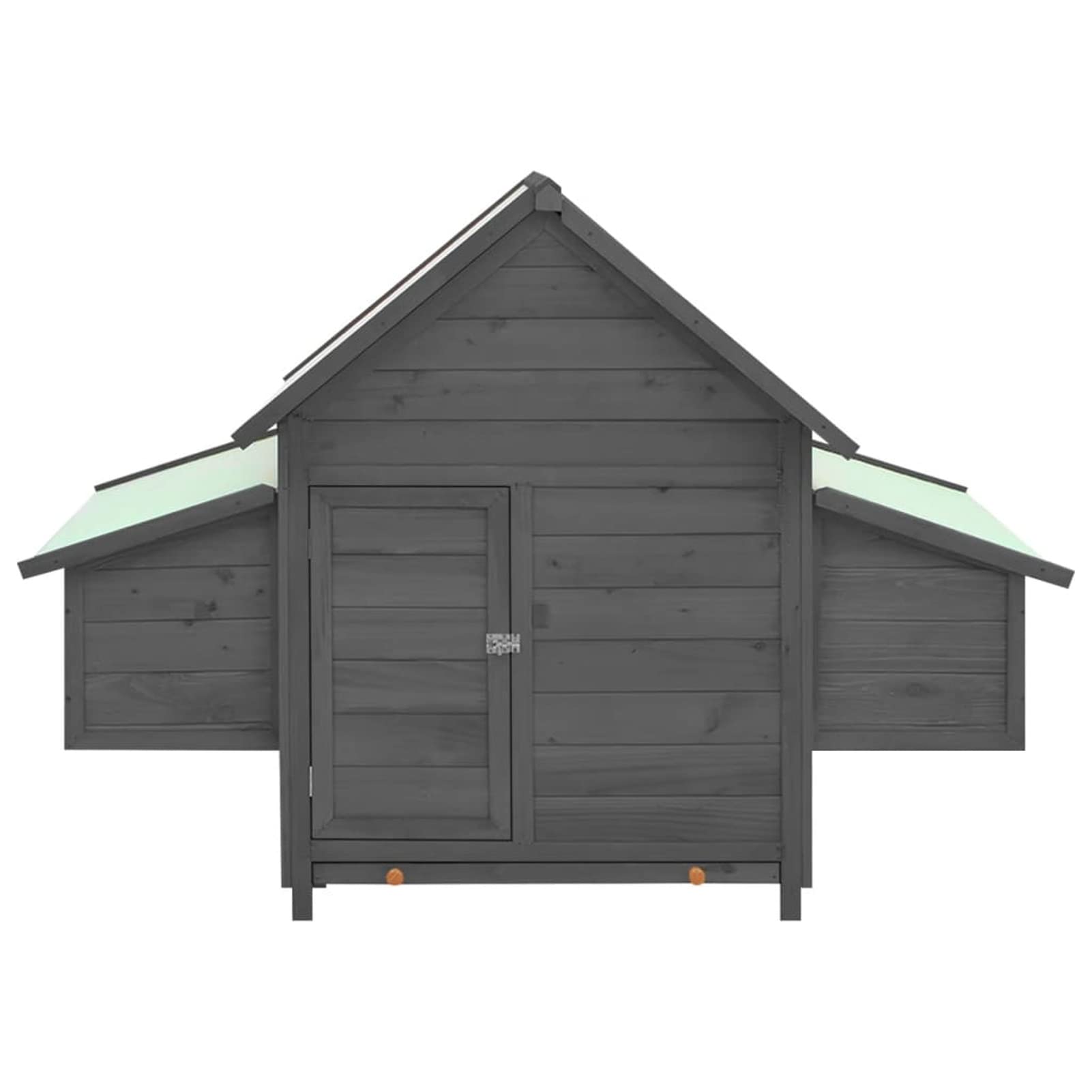 Festnight Pollaio da Esterno in Legno Massello Abete, Grigio e Bianco 150x96x110 cm, Casetta per Galline Giardino