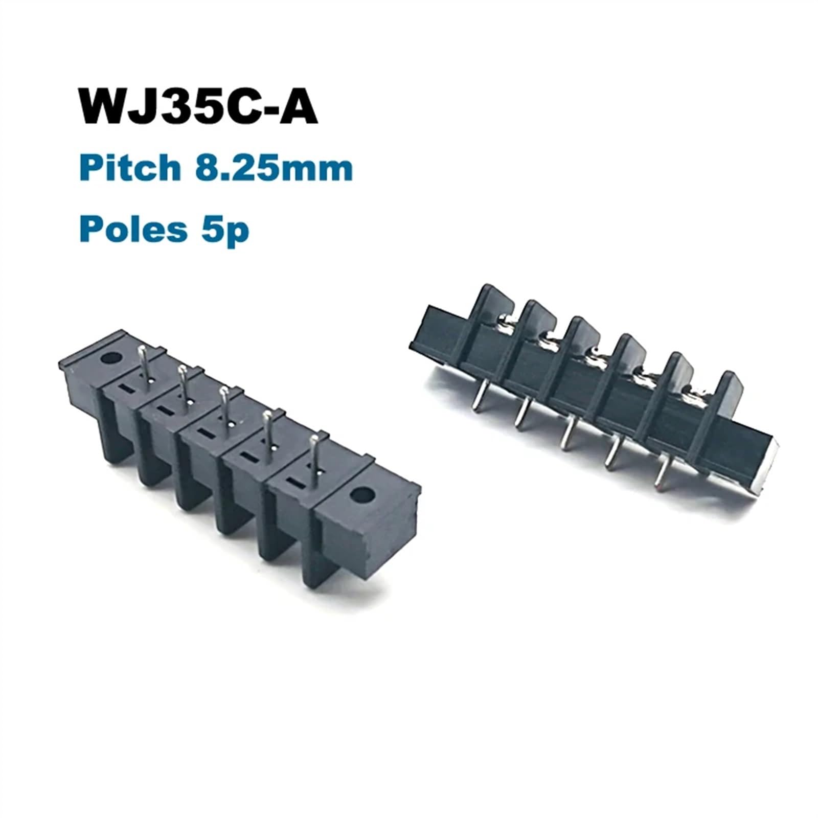 20 piezas bloque de terminales PCB paso 8,25mm Bornier 35C-A recto 2/3/4/5P Morsettiera agujeros de tornillo conector de Cable 20A 12AWG(3P (35C-A))