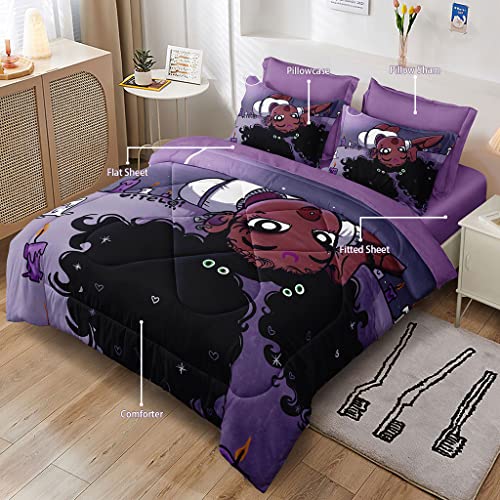 Sirdo Purple Twin Comforter Set With Sheets Black Girl Magic Comforter For Kids Teens Cute Princess Bedding Sets Girls Bedroom Set Bed In A Bag #TOP2
