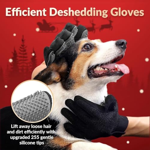 Image of Pet Hair Remover Glove - Gentle Pet Grooming Glove Brush - Deshedding Glove - Massage Mitt with Enhanced Five Finger Design - Perfect for Dogs & Cats with Long & Short Fur - 1 Pack (Right-hand), Grey