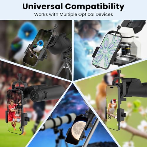 URBANCOAST 3-Axis Spotting Scope Phone Adapter & Telescope Phone Mount, Universal Spotting Scopes Phone Mount for Astronomy Binoculars & Spotting Scope, Fits 30-57mm Eyepieces
