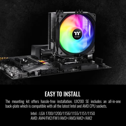 Thermaltake UX200 SE 5V Motherboard ARGB Sync 16.8 Million Colors 15 Addressable LED Intel/AM5/AMD (LGA 1700) Universal Socket Hydraulic Bearing 170W CPU Cooler CL-P105-AL12SW-A by Thermaltake - Image 5