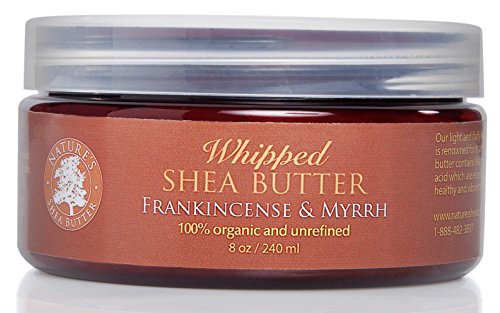 Organic Frankincense and Myrrh Natural Whipped Shea Butter - Nature's Shea Butter - 8 ounces