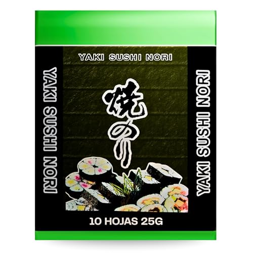 Alga Nori Yakinori – Grado Gold – Algas para Enrollar Sushi – Calidad Premium para Rolls, Onigiri y Cocina Asiática – Pack Laborawi (10 hojas (25 g))