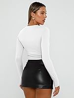 Vista 4 de Trendy Queen Camisas de manga larga para mujer, básicas, de primavera, otoño, a la moda, ajustadas, Y2K