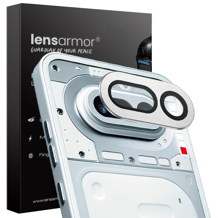 Image of Lensarmor Camera Lens Protector for Nothing Phone 4a 5G / Nothing Phone (4a), Silver Ring, HD Clear Camera Lens Guard, Scratch Resistant Rear Lens Protector, Case Friendly