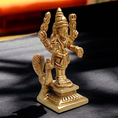 Estatua de Lord Murugan en Latón de 3 Pulgadas miniatura 7