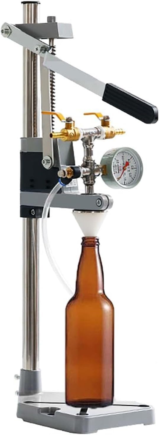 Generisch Flaschenfüller mit Manometer und Auslassventil - Präzise Flüssigkeitsübertragung für Glas- und Kunststoffflaschen