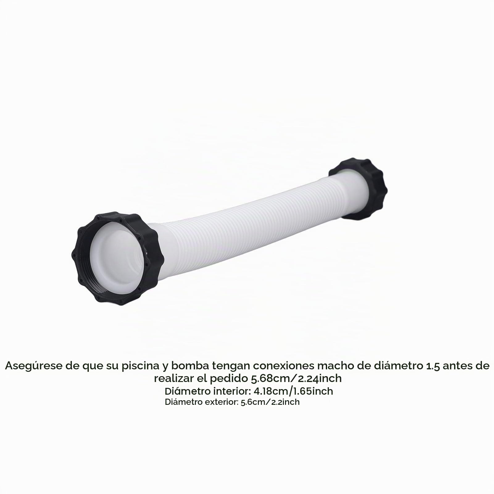 Manguera de Repuesto para Filtro y Bomba de Piscina, Flexible, de Succión con Conector