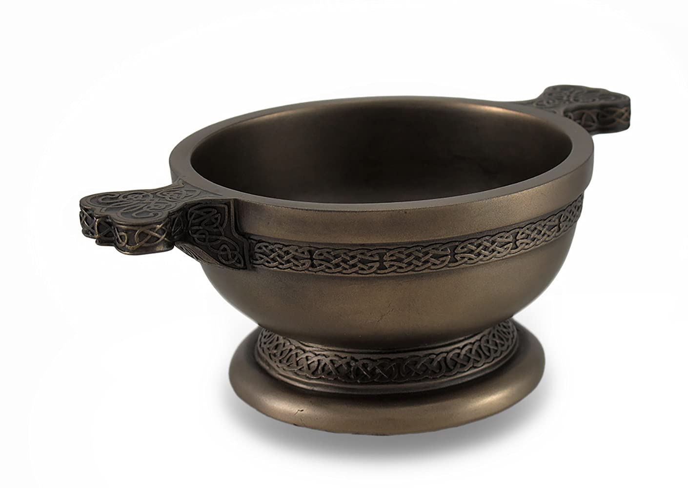 Zeckos Celtic Knotwork pattern Bronze Finished Two Handled Quaich Cup