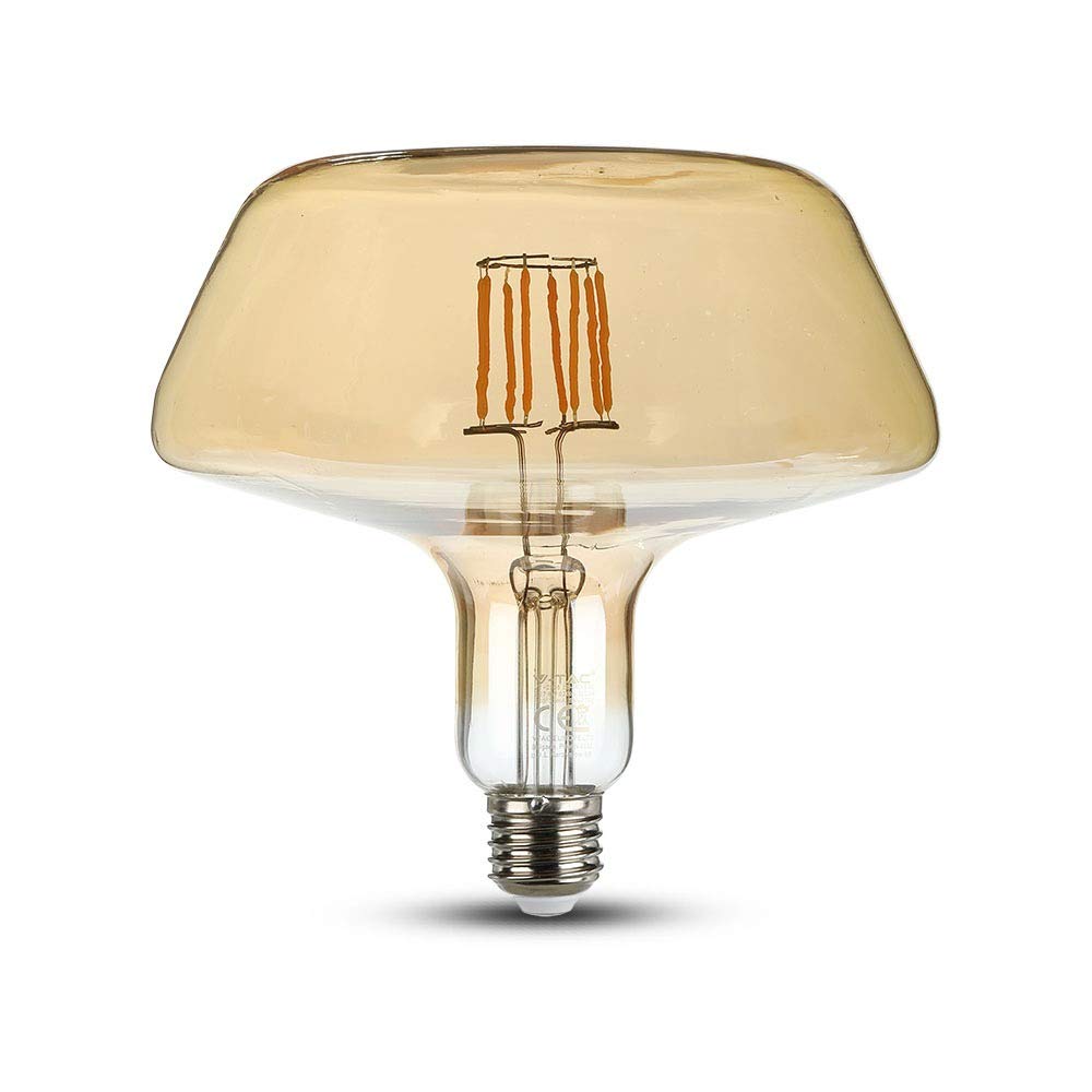 BOMBILLA T180 LED 8W FILAMENTO GRANDE E27 ATAQUE LUZ CA'LIDA 2200K VIDRIO COLOR AMBAR VT-2308 2790