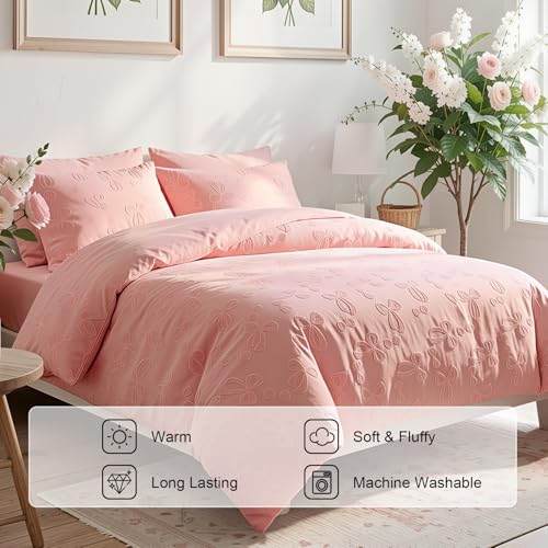 Image of 7 Pieces Bow Comforter Set for Girls Kids Pink Tufted Boho Bedding Set Twin Size Farmhouse Bed in A Bag as Gifts (1 Comforter, 1 Flat Sheet, 1 Fitted Sheet, 2 Pillowcase and 2 Pillow Sham)