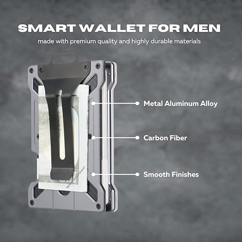 Miniatura 5 de Cartera minimalista con soporte para identificación para hombre, cartera delgada para tarjetas de crédito, cartera de metal de aluminio con clip