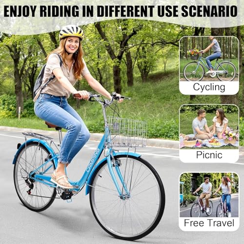Ktaxon Foldable Beach Cruiser Bike, 26″ Folding Women’s Bike