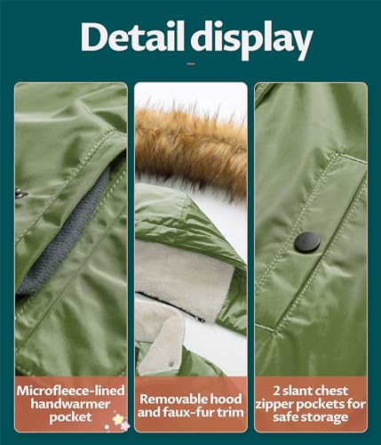Image of CREATMO US Girl's Long Winter Warm Parka Sherpa Trimmed Collar Puffer Ski Jacket Coat