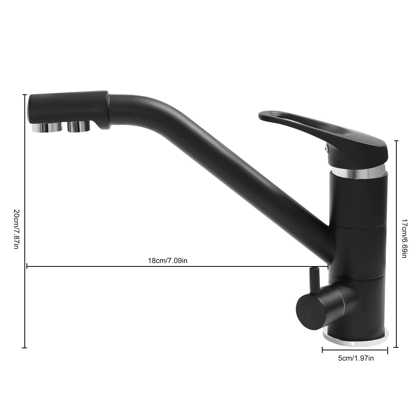 Küchenarmatur, Mischbatterie für Spüle, Küche, 3-in-1, 360° drehbar, Wasserhahn, zwei Griffe, geeignet für WC, Waschküche, Küche