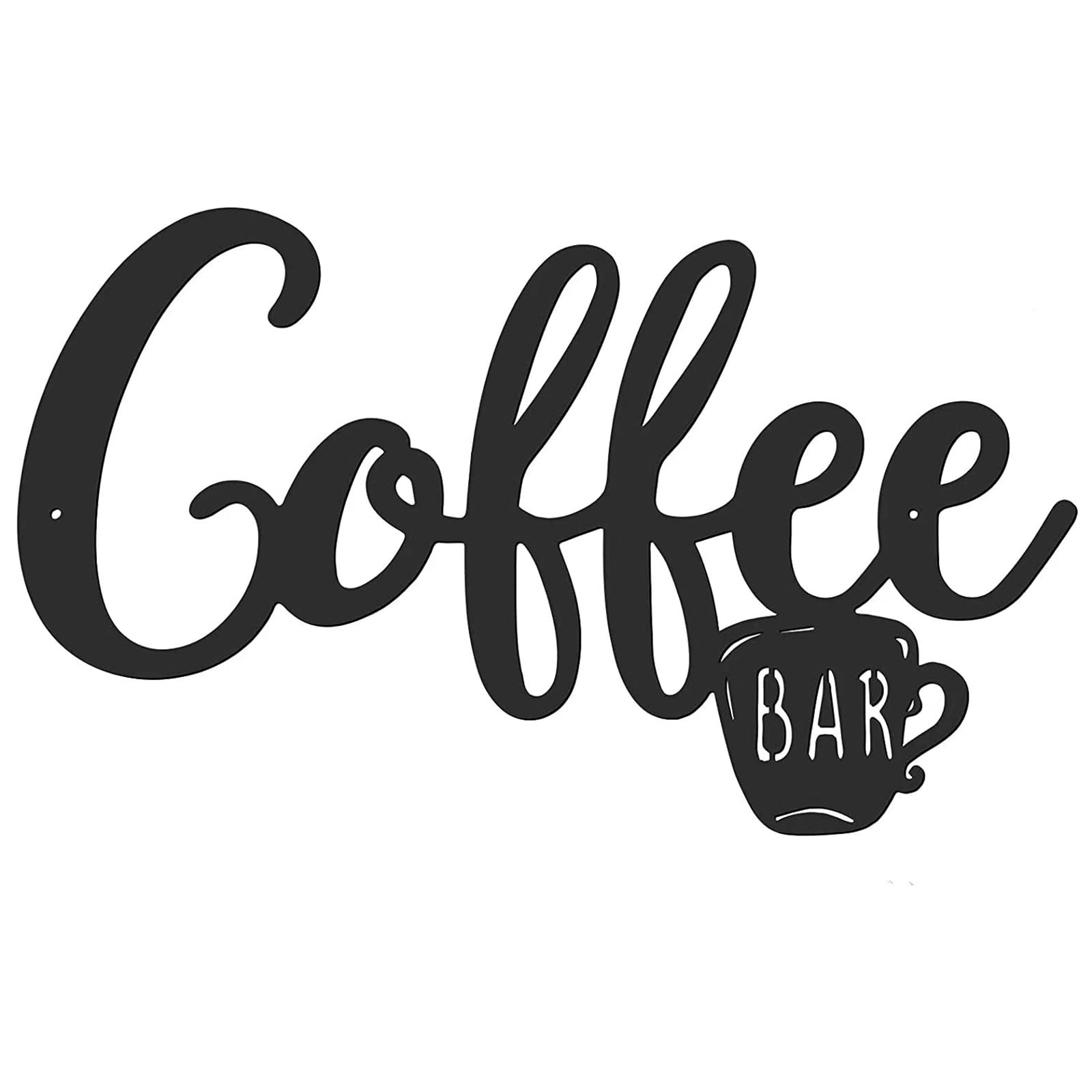 Generic Metal Coffee Bar Hanging Wall Sign Coffee Station Word Letter Sign Cafe Decor Black