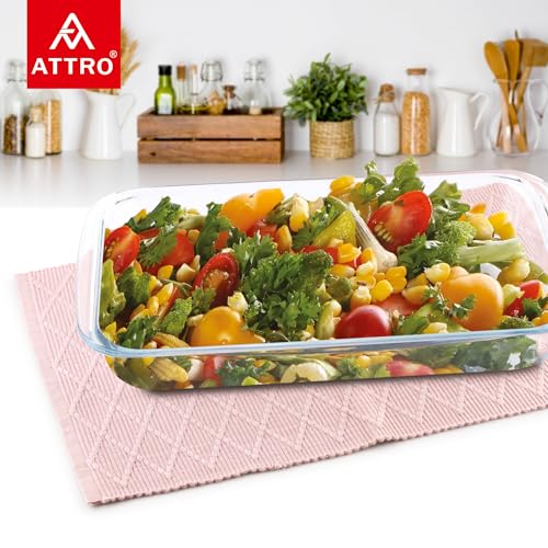 Image of ATTRO Glassox Borosilicate Rectangle Glass Baking Dish Micorwave Oven Safe Freezer Safe Baking Tray Serving Dish Bakeware- 2200ml