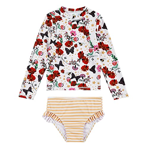 Image of upandfast Girls Rash Guard Set Long Sleeve Two Piece Swimsuit with UPF 50+ Sun Protection for Girls 3-8 Years