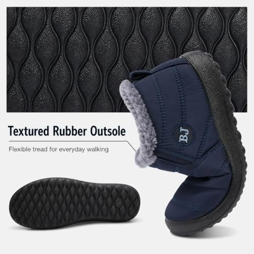 Image of Winter Snow Boots for Women Men, Lightweight Water-Resistant Boots | faux fur lining, rubber sole, warm winter wear, dog walking, errands, light snow, indoor outdoor