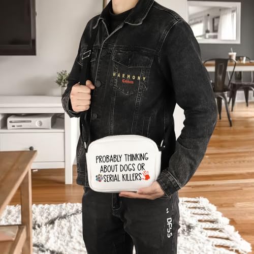 POFULL True Crime Lover Gift Murder Gift Probably Thinking About Dogs or Serial Killers Corssbody Bag 5