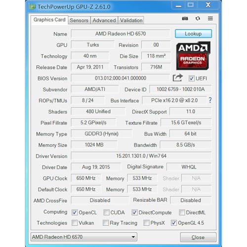 Image of Radeon HD 6570 Graphics Card, Dual HDMI, 1G GDDR3 64-bit, Video Cards PC, Low Profile, Computer GPU, PCI Express x 16, 60W Low Power, Plug & Play, Single Fan Air Cooling