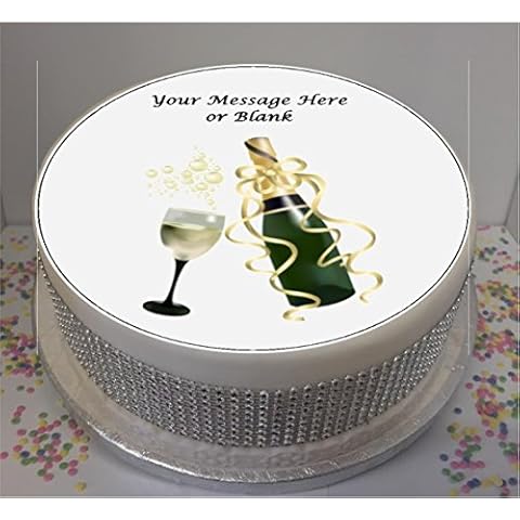 Champagne & Glass Edible Icing Cake Topper Cover