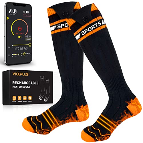 VICEPLUS Heated Socks for Men Women with App Control, Rechargeable Large Capacity Battery,Electric...