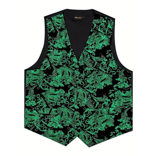 Mens Vintage Cotton Set Classic Hot-Stamped Paisley Dress Waistcoat and Bow Tie Formal Dressy Vest for Wedding Prom Party4