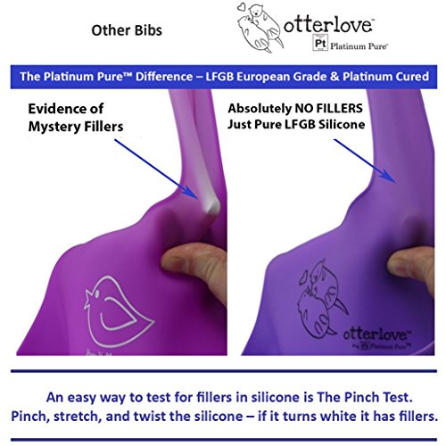 Otterlove Silicone Bib-100% Pure Platinum LFGB Baby Bibs 6-48 months-No Fillers-BPA and Phthalate Free (2 Bib Pack - Blue Elephants & Lemon Lime Otters)2