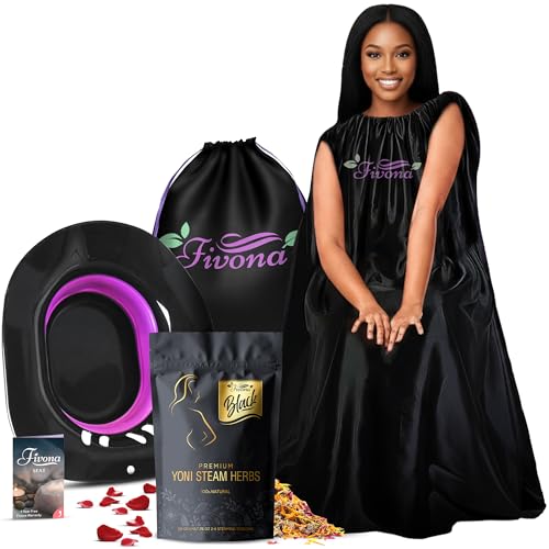 Fivona 4-in-1 Feminine Care Kit, Yoni Oil, Yoni Soap, Yoni Steaming Pot and Red Premium V Steam Herbs, Complete Herbal V Care Set