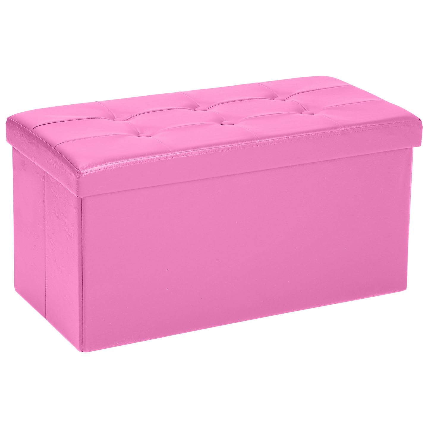 COSYLAND Puff Almacenaje 80L, Banco Almacenaje, Capacidad de Carga 200 kg, Tapizado PVC, Baúl para Dormitorio, Salón, Entrada, Juguetes, Organizador Multifuncional, Plegable, Rosa, 76x38x38cm