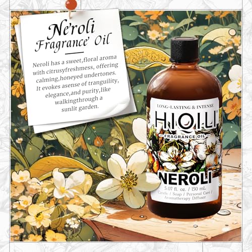 Image of HIQILI Neroli Fragrance Oil for Perfume Making & Add to Body Lotion | for DIY Candle & Soap Making, Add to Body Lotion and Handcream - 5.07 FL Oz / 150ML