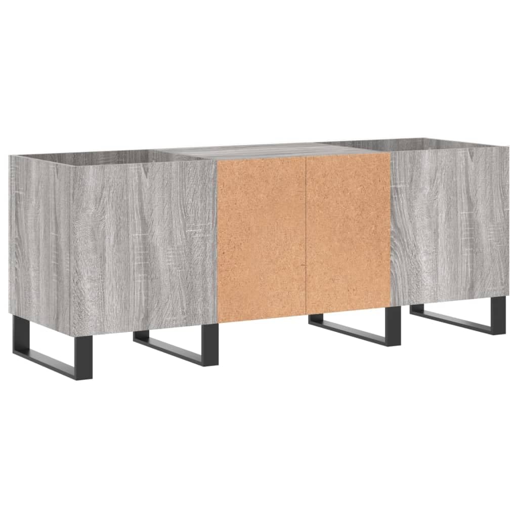 Fengshui Szafka panelowa szara Sonoma 121 x 38 x 48 cm materiał drewnopochodny | Stabilna górna płyta do gramofonu, żelazne nogi, styl industrialny, dużo miejsca do przechowywania dla LP