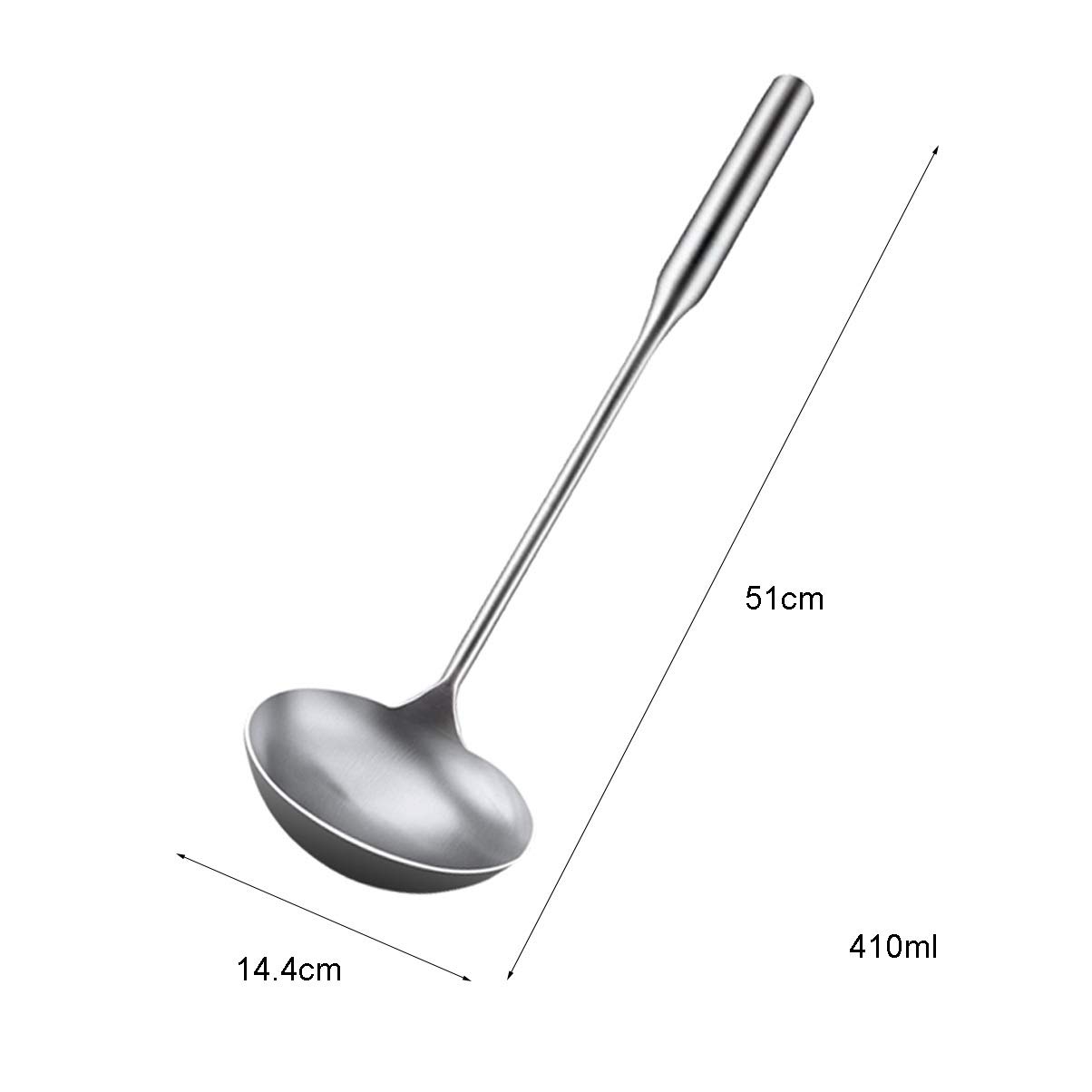 Cuchara sopera de Acero Inoxidable con Mango de Madera - Cocine, revuelva, sumerja y sirva sopas y Salsas con Utensilios de Cocina de Calidad para restaurantes y Catering,Steel Handle b 410ml