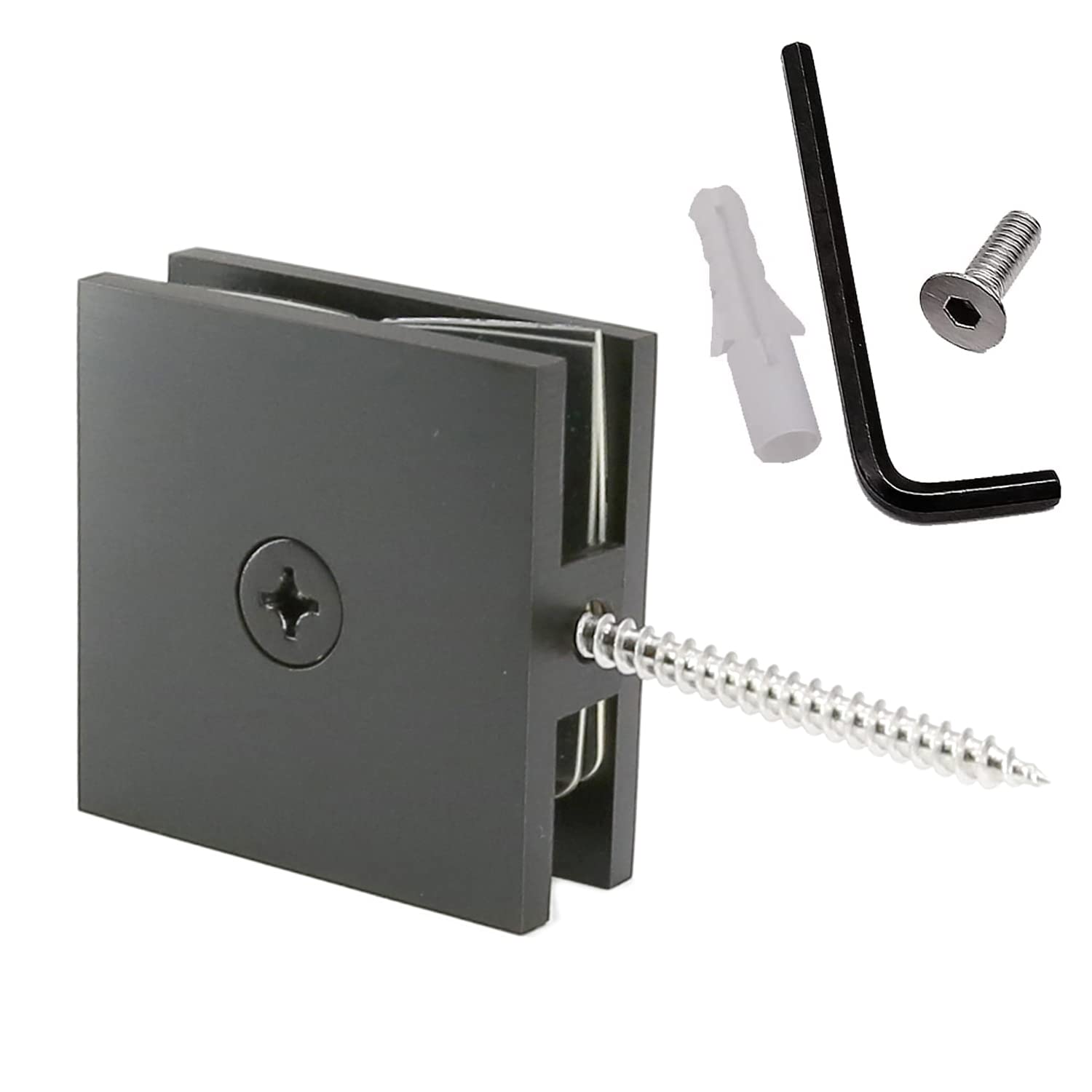 Square Wall Mount Glass Clamp (GAS-305H, Matt Black)