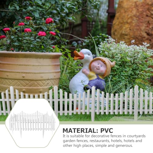Image of DOITOOL Flexible White Picket Fence Garden Border, 5 Pcs Decorative Landscape Edging Fences, Grass Lawn Flowerbeds Plant Borders, White (Overall Length 120 Inches)