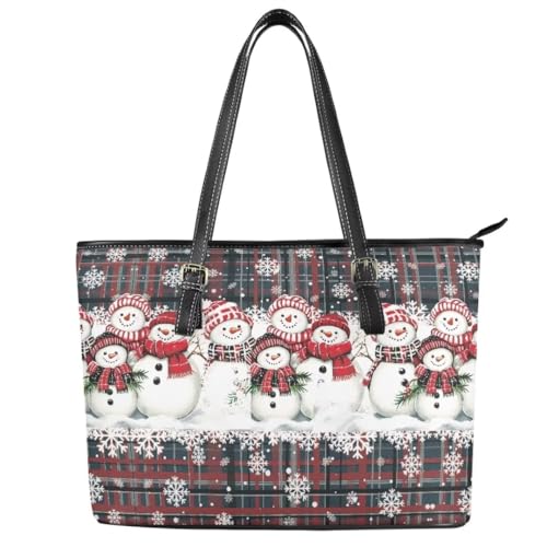 Image of Coldinair Christmas Leather Tote Bag for Women with Zipper Large Shoulder Tote Bag Shopping Casual Travel Bag Handbag Purse
