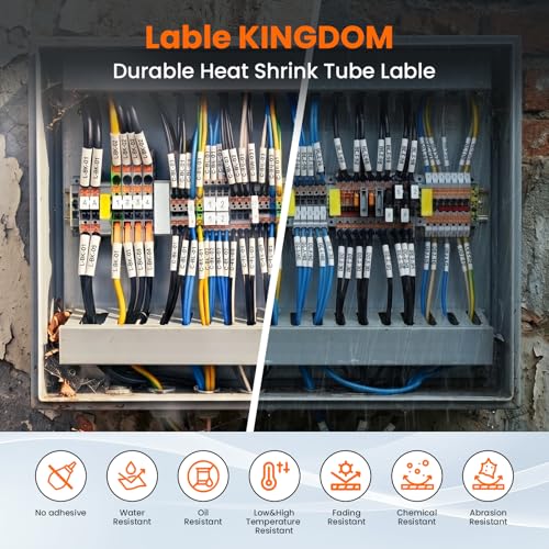 Image of Label KINGDOM Heat Shrink Tubing Label Replacement for HSe231 Brother Label Maker Tape Black on White 12mm 1 /2 inch Label Tape for Wire Cable Fits P Touch PT-D210 PT-D400 PT-E300 PT-E500, 6-Pack