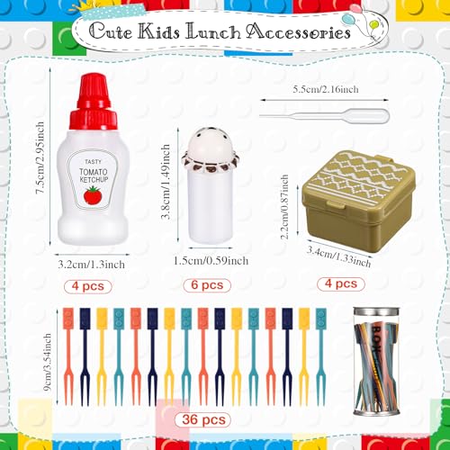 50 piezas de accesorios para caja Bento para niños que incluyen selecciones de alimentos mini bloque de construcción - Imagen 6 de 31