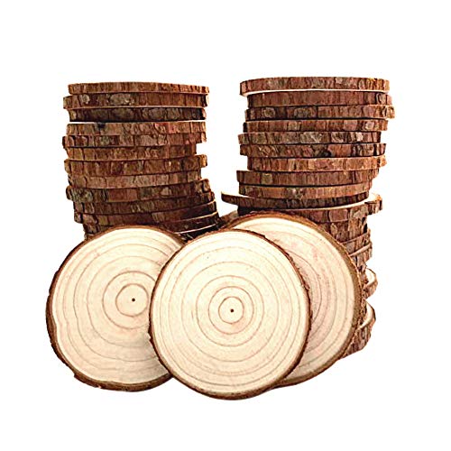 5 Pcs / 6.0-6.7 Inches Unfinished Wood Slices, FUHAIEEC Natural Wood Round Rustic Pine Wood Slice fo - //coolthings.us