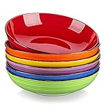 vancasso Bonita Pasta Bowls 38 oz/1140 ml, Large Ceramic Salad Bowls, Pasta Bowl Set of 6, Microwave & Dishwasher Safe Soup Bowls, Serving Bowls, Warm Colors