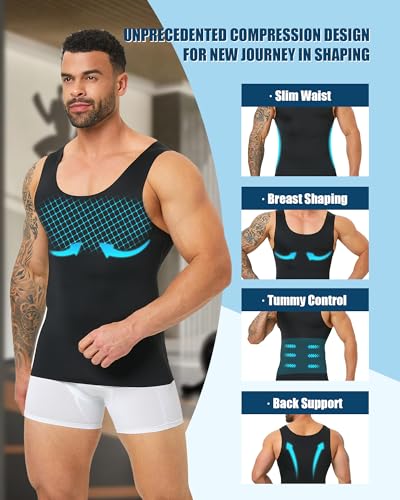 Compression Shirt Slimming Body Shaper for Men Sleeveless Shapewear Tummy Control Tank Top3