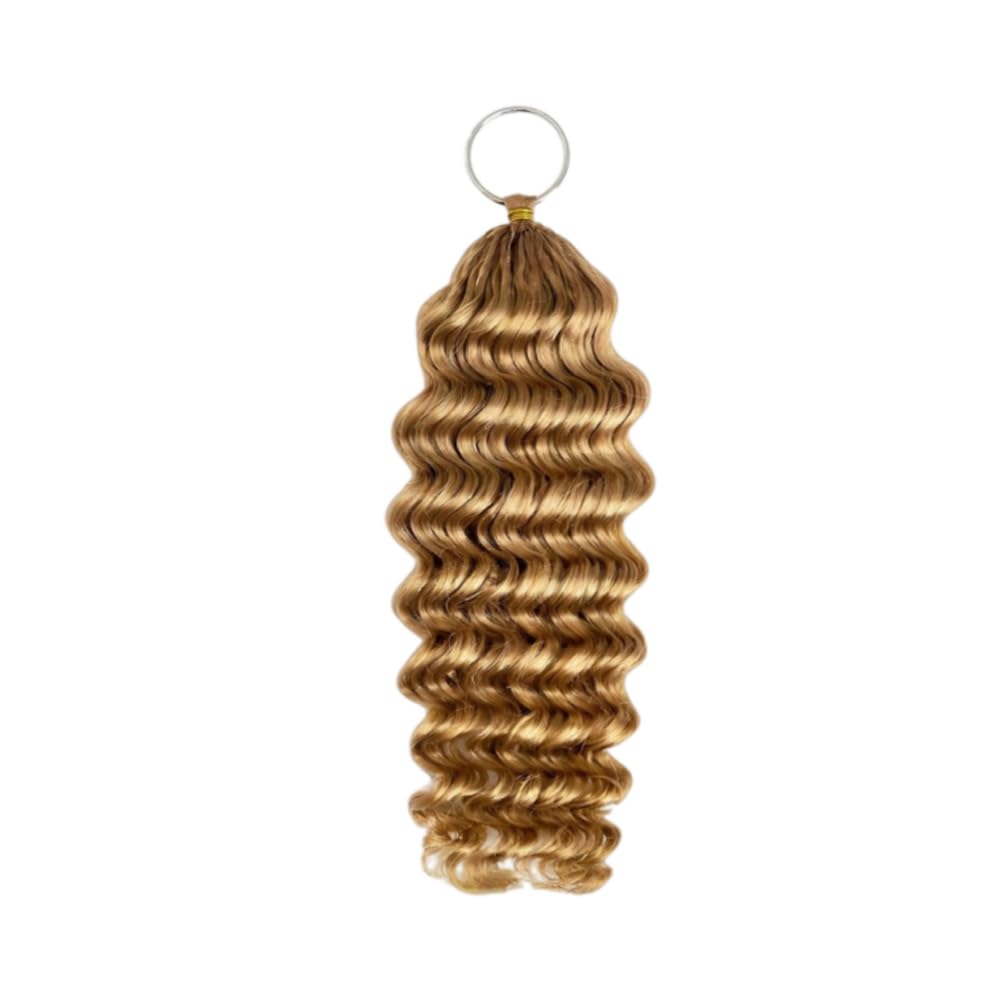 Capelli umani ondulati all'uncinetto, con piume pre-separate, leggere, riutilizzabili, 50 g, #27 biondo miele, 35,6 cm