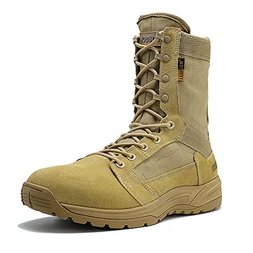Men's Ultralight Combat Boots, Breathable Military Boots, Special Force Training Shoes, Shock-Absorbing Tactical Boots,8 Inches Lightweight Work Boots,Desert Boots,hiking boots (9.5D(M) US, Beige))â€¦