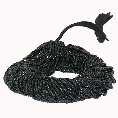 Spinelle noire facettée en rondelles de 3,5 à 4 mm pour création de bijoux de 35 cm