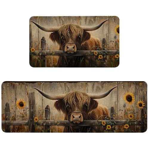 HSOWKDN Farmhouse Kitchen Rugs Sets of 2 Non Slip...