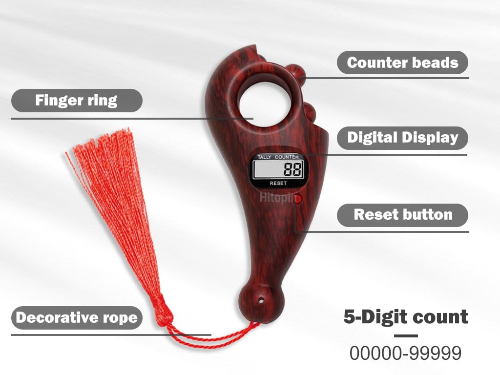 Hitopin 1 Piece Digital Beads Counter, Prayer Digital Tasbih, Portable Prayer Beads Counter, for Meditation, Relaxation, Prayer Islamic