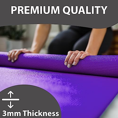 ZENO Yoga Mat | 3mm Exercise Fitness Foam Mat | Non-Slip Padded High Density Mat | Great for Yoga, HiiT, Pilates, Gymanstics | Includes Free Carry Bag - Image 3