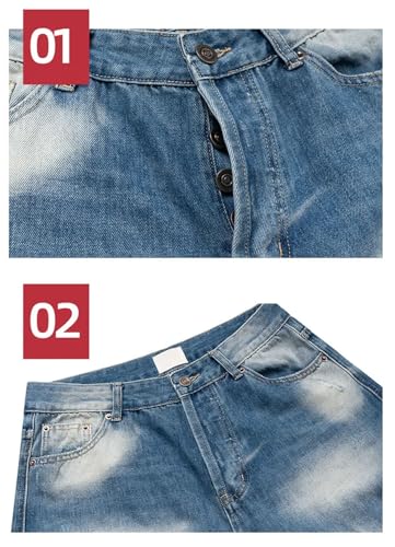 Men's and Women's Jeans Wide Leg Pants Hole Washed Made Old Jeans2